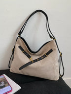 Large Adjustable Strap Handbag with Charm – PU Leather Shoulder Bag