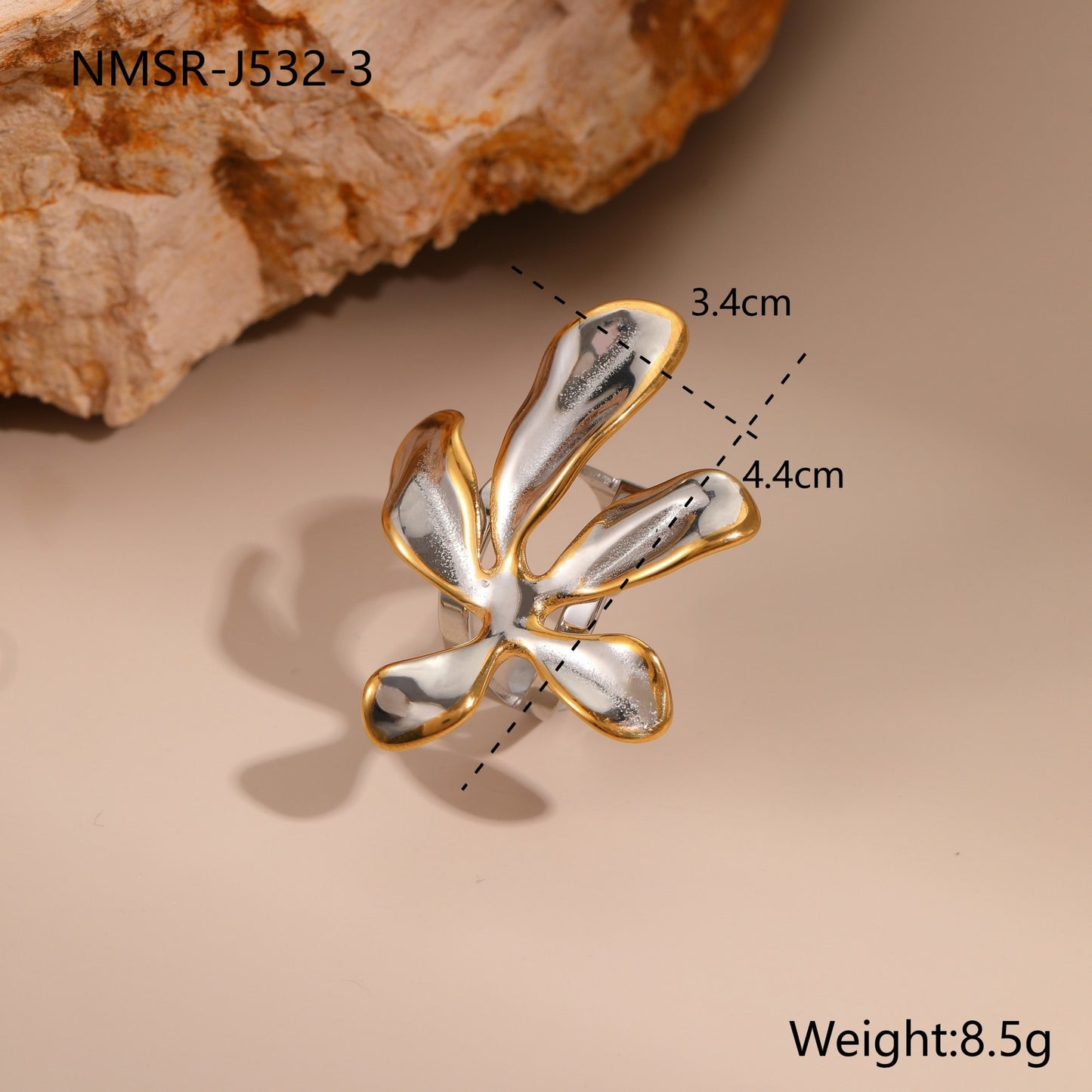 18K Gold Plated Flower Jewelry Set | Necklace, Earrings & Ring for Women