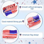 Patriotic Hair Clips Set – 3-Piece Red White & Blue American Flag Claw Clips for 4th of July, Memorial Day & More