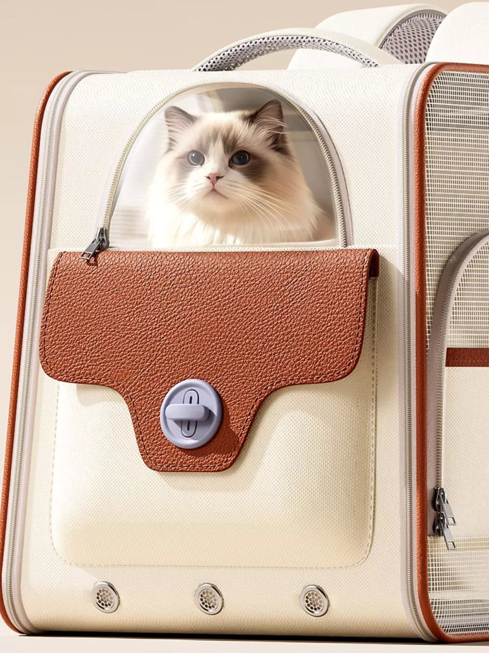 Breathable Pet Carrier Backpack – Hands-Free Travel Bag for Cats & Small Dogs
