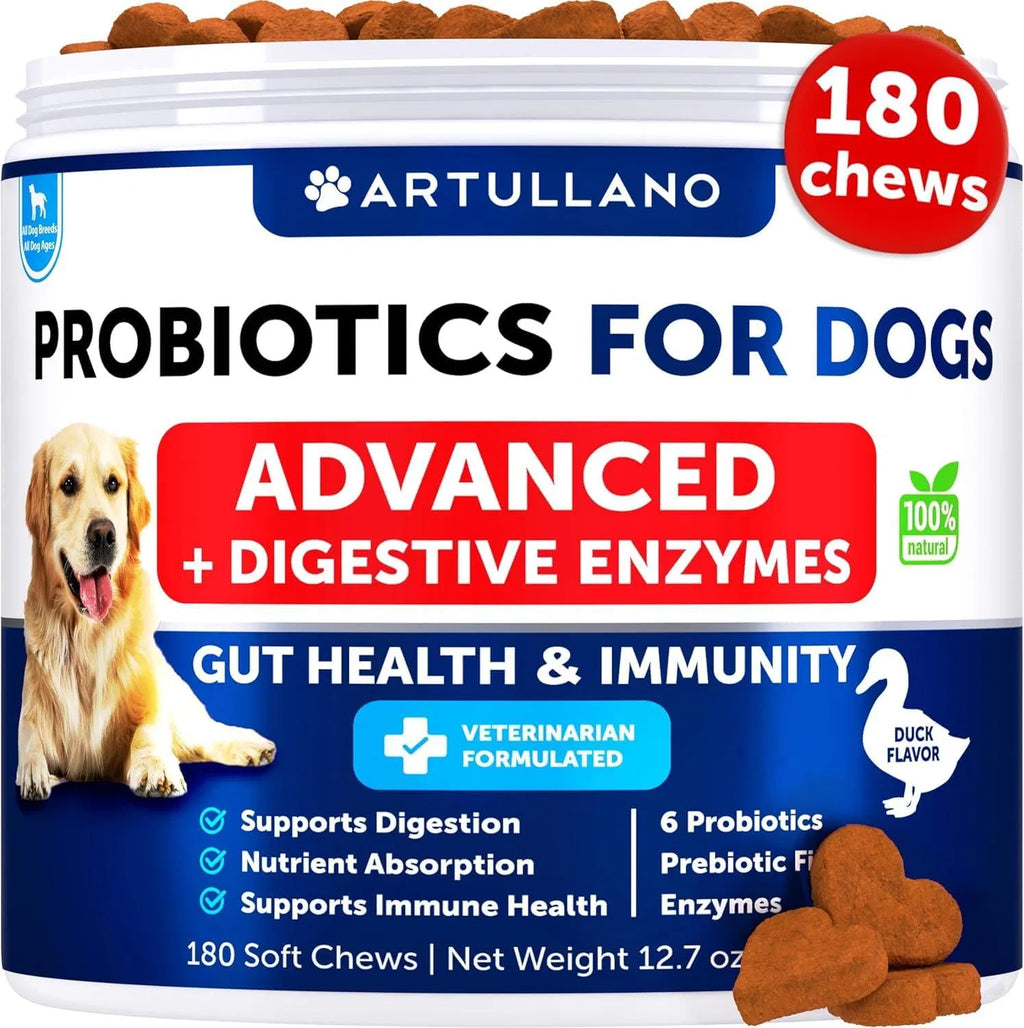 Dog Probiotics Chews - 180 Count Digestive & Immune Support for Gut Health, Itchy Skin & Allergies