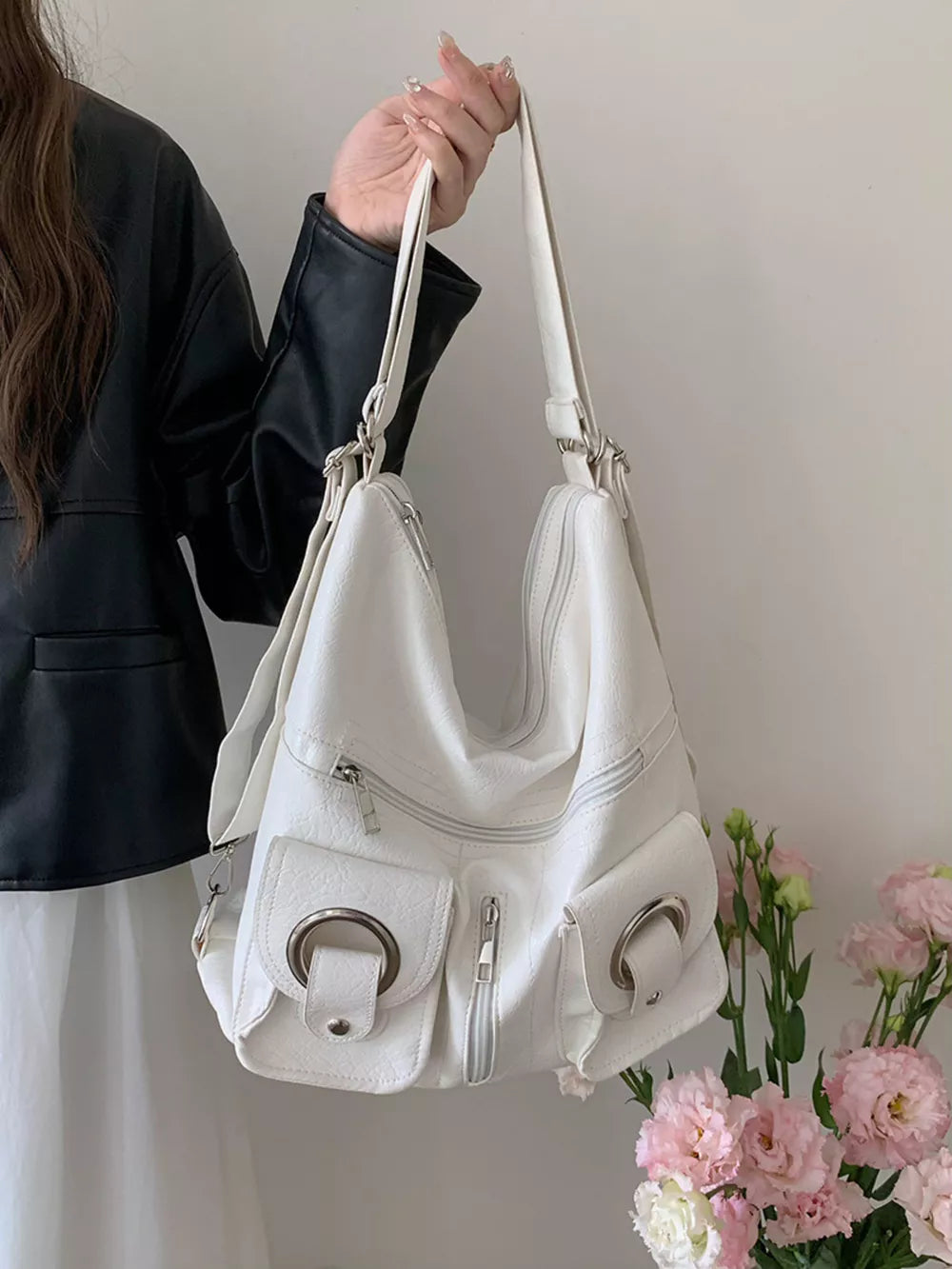 Convertible Multifunctional Pocket Handbag – Large PU Leather Shoulder Bag
