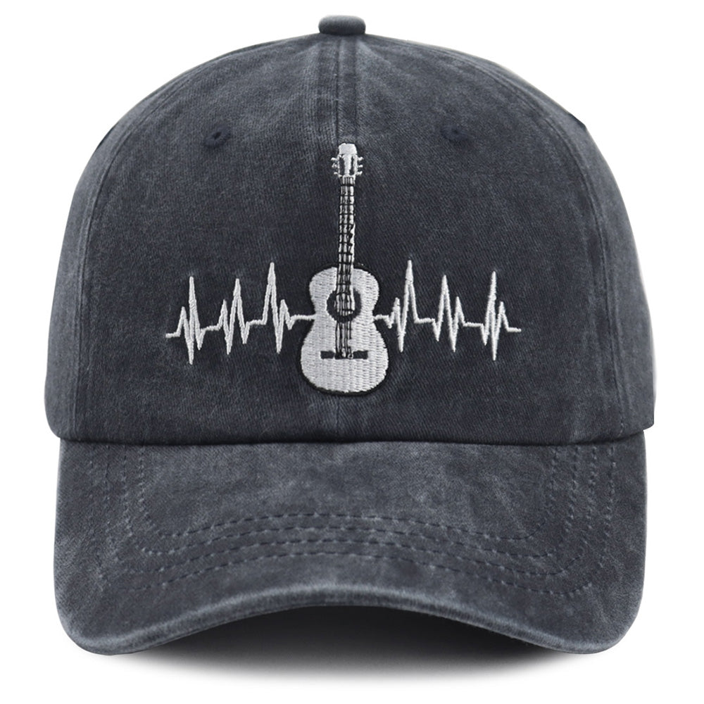 Guitar Embroidered Baseball Cap - Adjustable Cotton Hat for Music Lovers - Unisex Sun Protection Cap