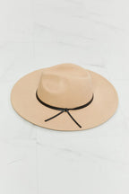 Women's Wool Fedora Hat – Faux Leather Knot Detail, Adjustable & Beige | Fame Accessories
