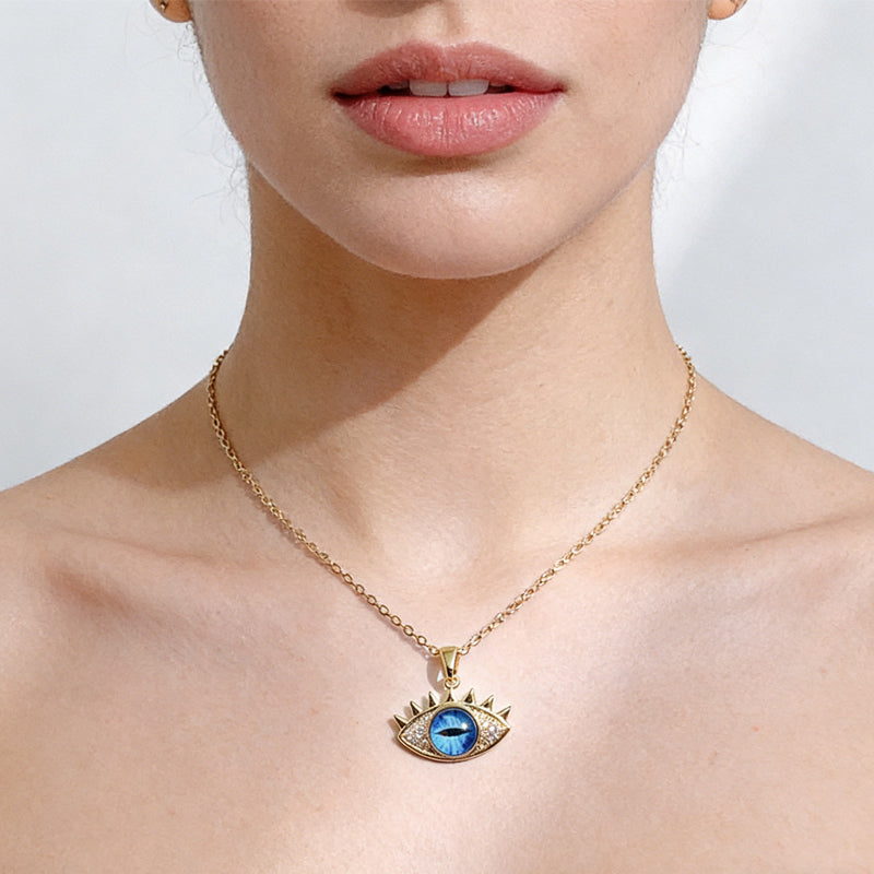 Evil Eye Hamsa Hand Necklace | Titanium Steel Protection Amulet Pendant for Women