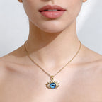 Evil Eye Hamsa Hand Necklace | Titanium Steel Protection Amulet Pendant for Women