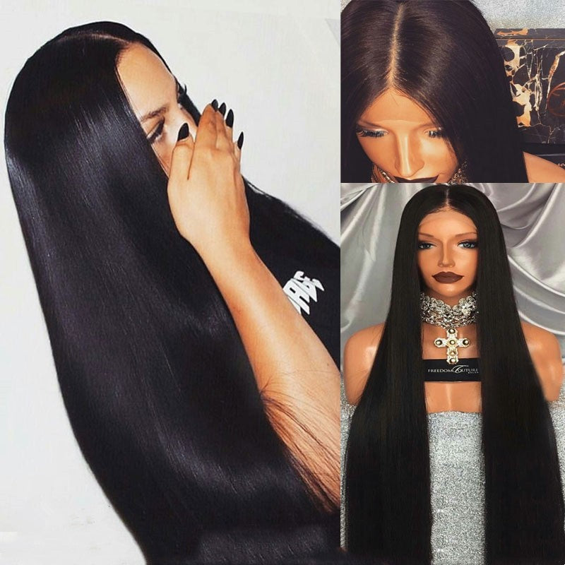 Lace Front Straight Wig | 150% Density | Heat Resistant Fiber | 14"–26"