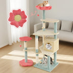 61" Luxury Cat Tree Tower | Multi-Level Flower Design, Plush Perches & Sisal Scratching Posts
