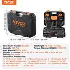 VEVOR 145-Piece Mechanics Tool Set - Professional SAE & Metric Socket Set with Storage Case