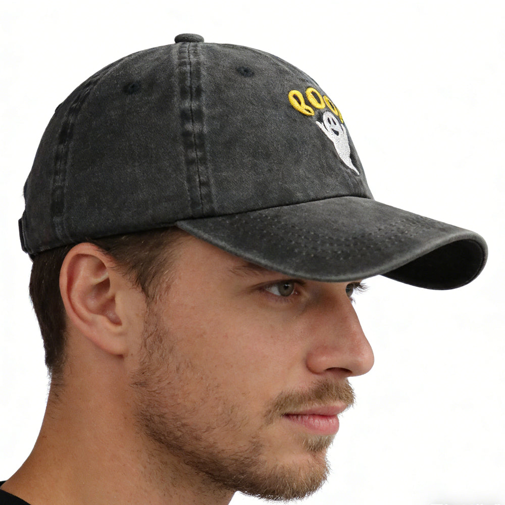 Embroidered BOO Baseball Cap 2-Pack - Adjustable Cotton Caps for Women & Men