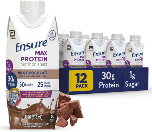 Ensure Max Protein Shake | Milk Chocolate | 30g Protein | 11 fl. oz. | Pack of 12