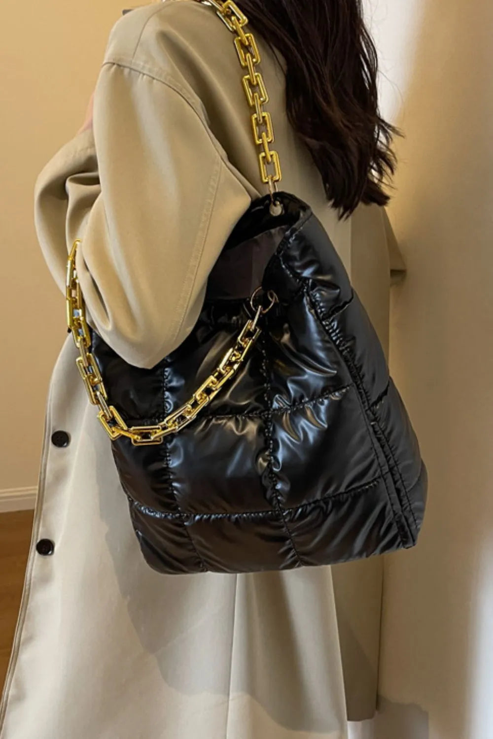 Bubble Texture Chain Handbag – Stylish Medium Shoulder Bag