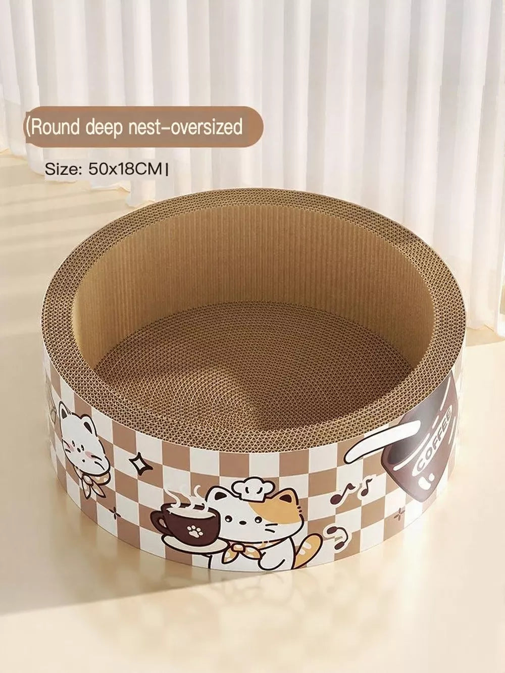Cat Scratching Lounge Bed – Wear-Resistant Cardboard Scratcher with Cute Cartoon Design