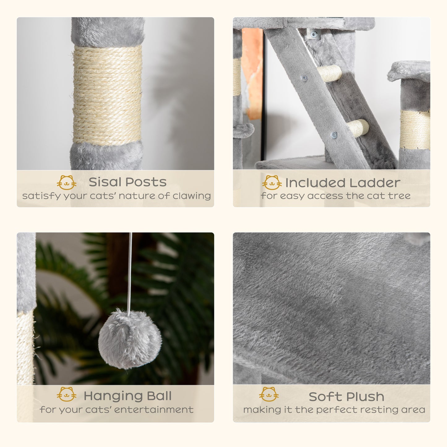 Adjustable Cat Tree Tower 94.5" - Multi-Level Climbing & Scratching Post with Hammock for Indoor Cats