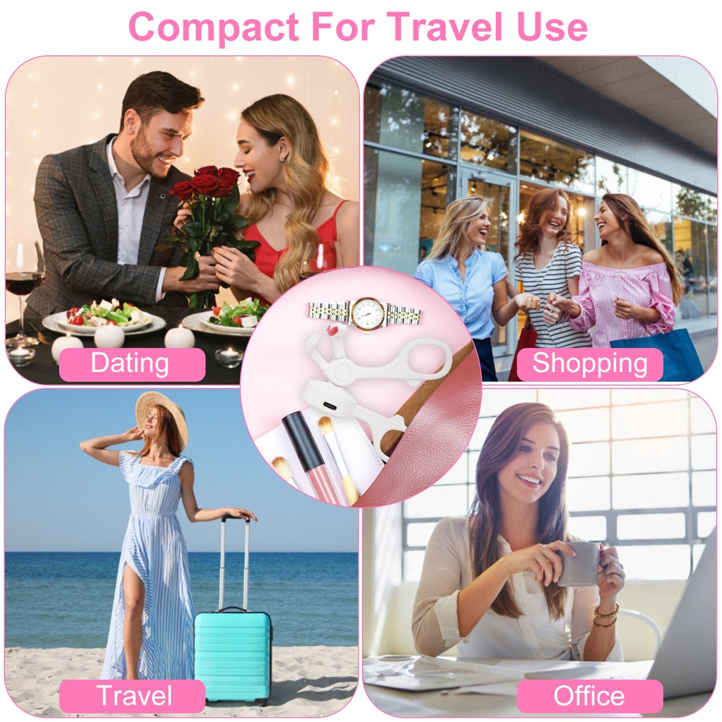 Heated Eyelash Curler - USB Rechargeable Electric Lash Curler with 3 Heat Settings