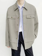 Men's Oversized Button-Down Jacket – 100% Polyester, Relaxed Fit & Multi-Pocket