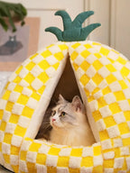 Pineapple Cat Bed – Foldable Semi-Enclosed Cozy Pet Nest
