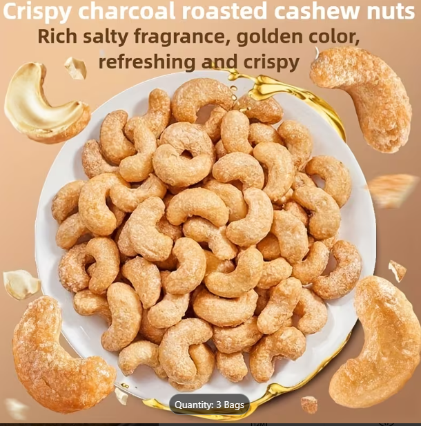 Charcoal Roasted Cashews – 3-Pack (322g) | Gluten-Free & Preservative-Free