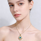 Evil Eye Hamsa Hand Necklace | Titanium Steel Protection Amulet for Women