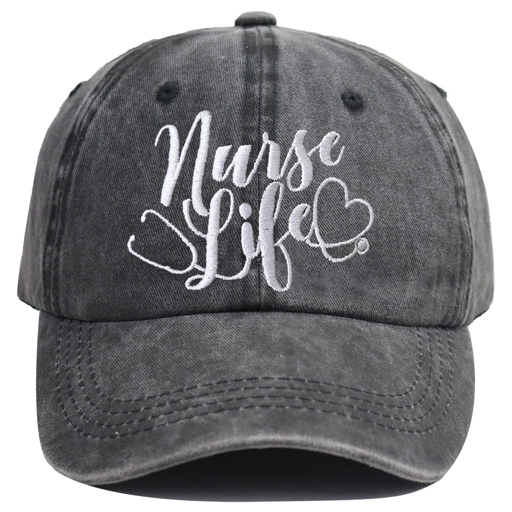 Nurse Life Embroidered Baseball Cap - 2 Pack Cotton Adjustable Hat for Women & Men