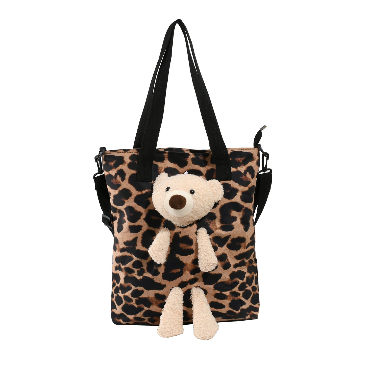 Bear Tote Bag - Large Canvas Shoulder Bag for Women | Cute Animal Print Handbag