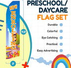 Now Enrolling Daycare Feather Flags 2-Pack with Poles - 11.5ft Tall Outdoor Advertising Banners