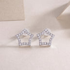 Moissanite Star Stud Earrings – S925 Sterling Silver, Platinum Plated