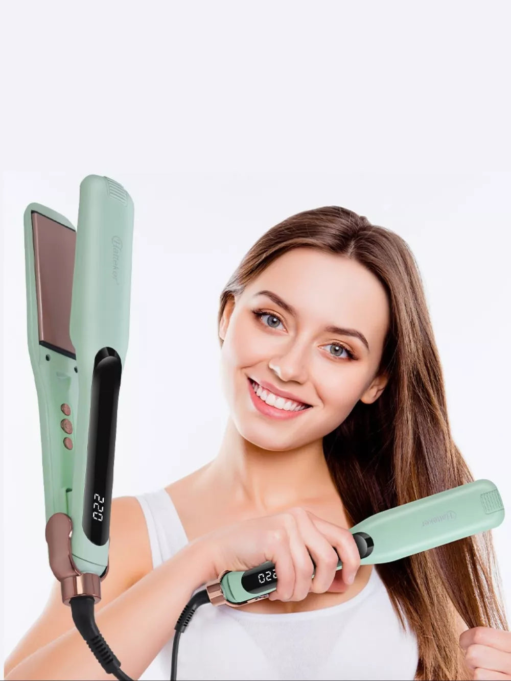 2-in-1 Adjustable Temperature Hair Straightener & Curler – Straight or Wavy, Your Choice