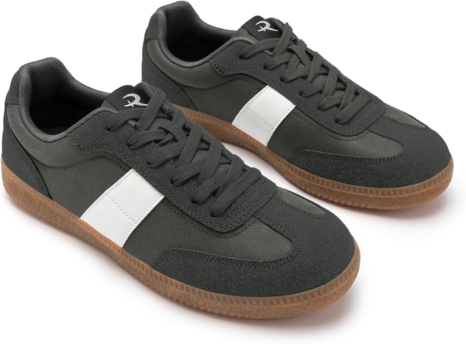Rihero Men's Retro Fashion Sneakers – Lace-Up, Non-Slip TPR Sole & Breathable Mesh