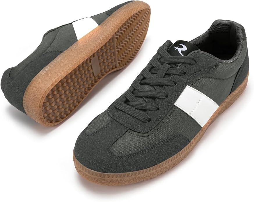 Rihero Men's Retro Fashion Sneakers – Lace-Up, Non-Slip TPR Sole & Breathable Mesh
