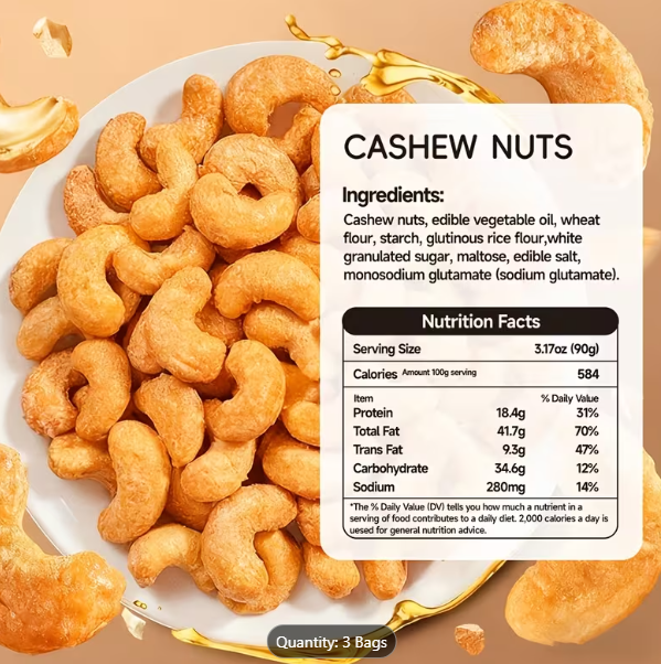 Charcoal Roasted Cashews – 3-Pack (322g) | Gluten-Free & Preservative-Free