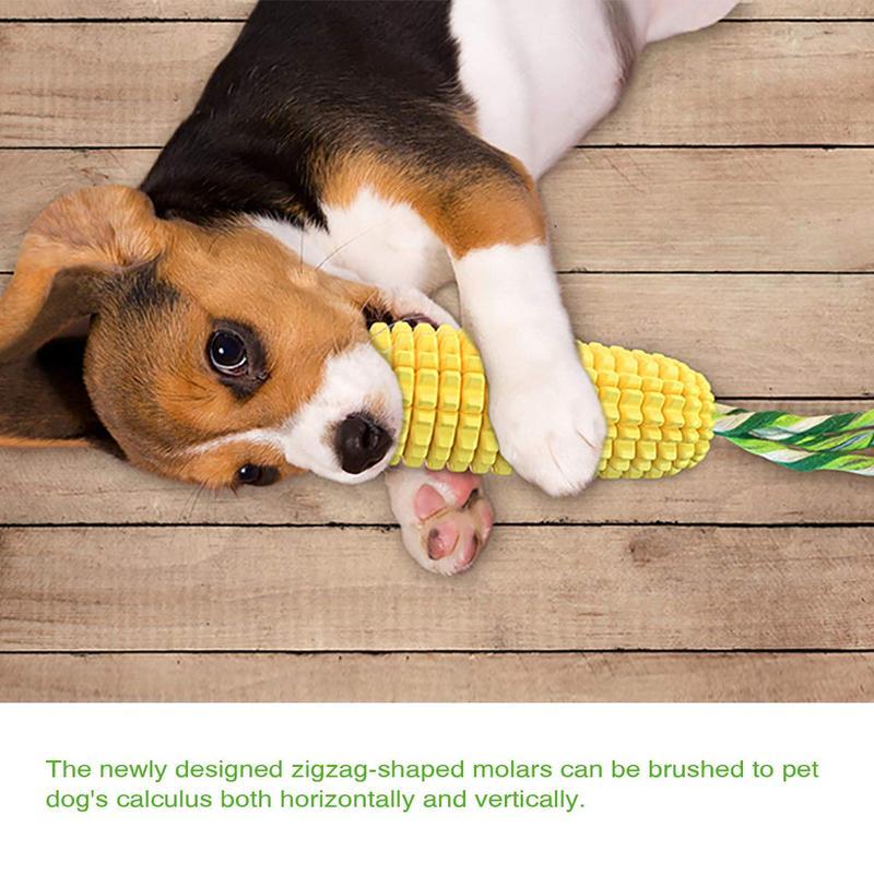 Squeaky Corn Dog Chew Toy — Durable Rope & Rubber Teether for All Breeds