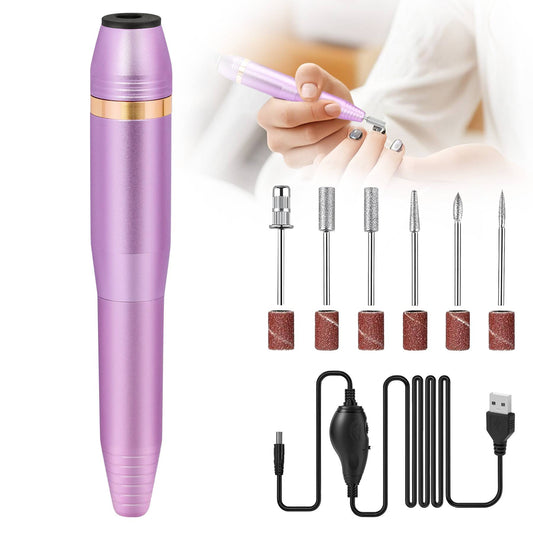 Professional Electric Nail Drill Kit | Portable Manicure & Pedicure Set with 6 Drill Bits