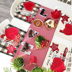 Valentine's Day Placemats Set of 4 - Gnome Heart Design Table Mats 17x12.5 Inch