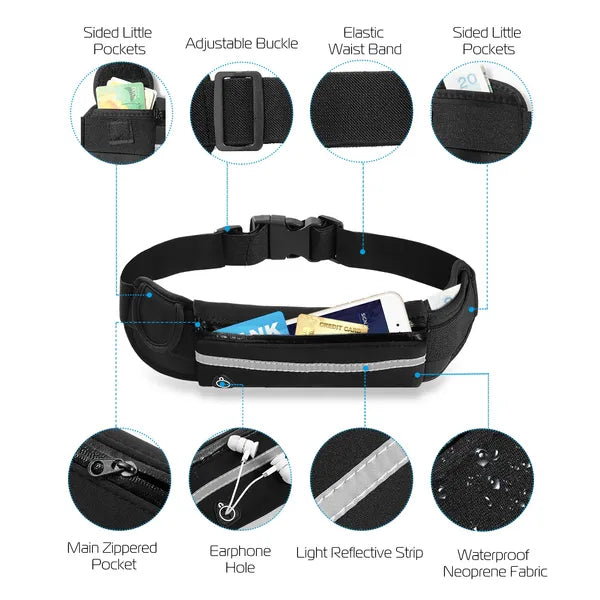 Waterproof Running Belt Bag - Adjustable Waist Pack for Phone & Essentials
