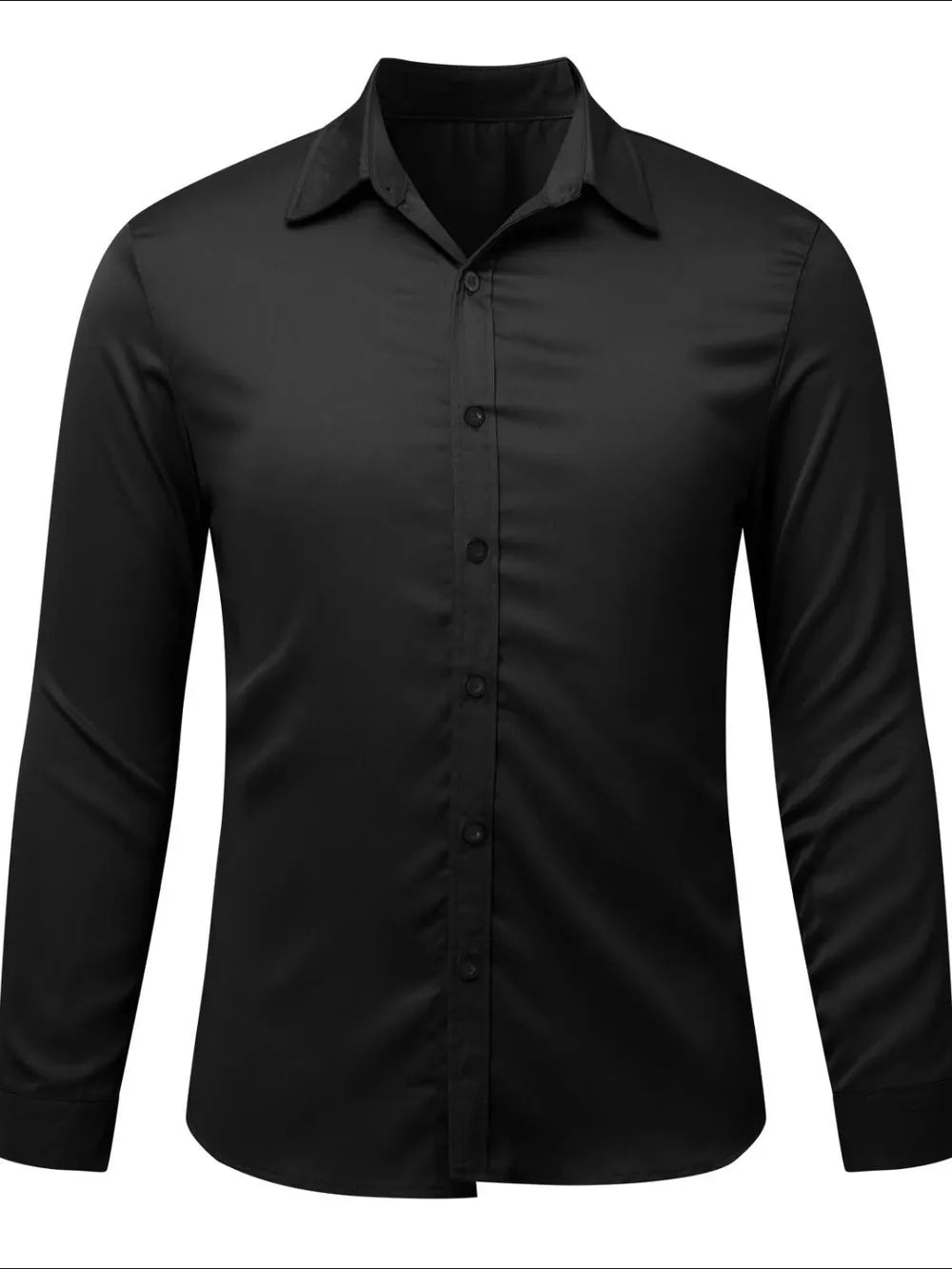 Men's Button-Down Long Sleeve Shirt – Lightweight Stretch Polyester