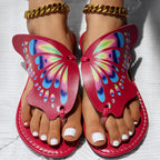 Women's Butterfly Print Flip Flops - Lightweight Summer Beach Sandals