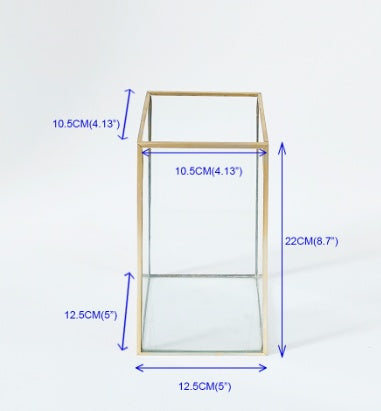 3.4L Gold-Rimmed Glass Vase - Premium Trapezoidal Flower Vase for Home Decor