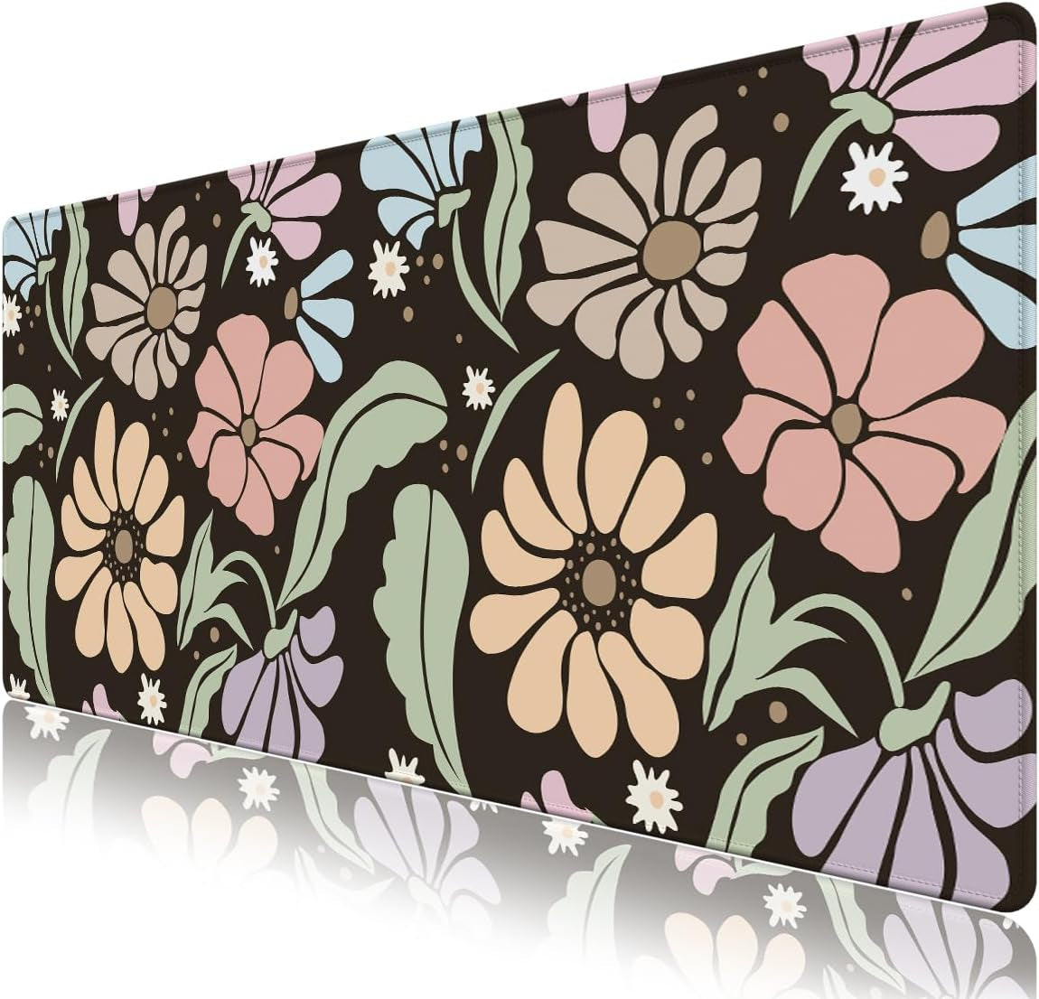 Extended Gaming Mouse Pad XXL  Large Keyboard Mat Long Mousepad Desk Decor Writing Pad Non Slip Rubber Base Stitched Edges for Work, Game, Office, Home, 35.1" X 15.7", Red Painting