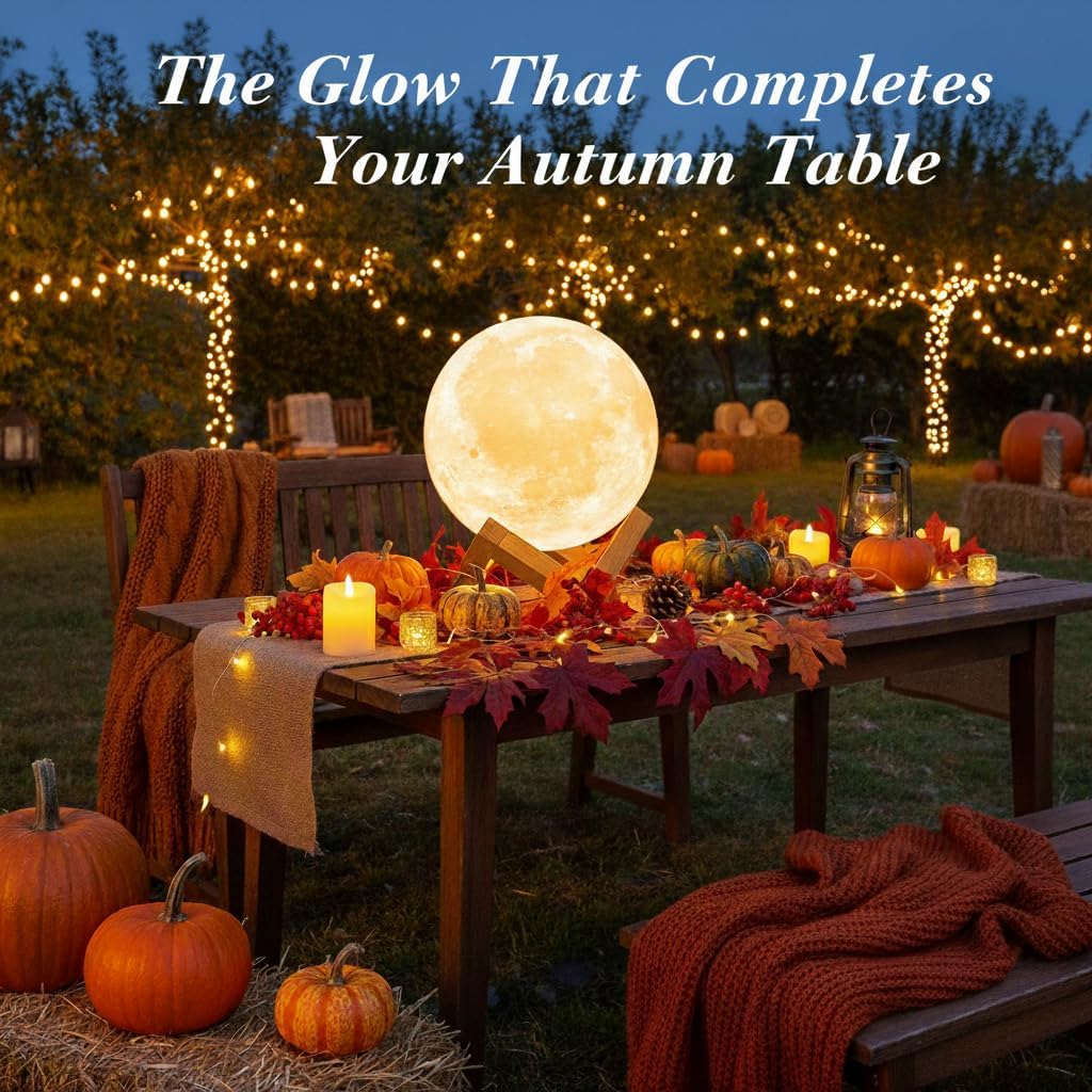LED Moon Lamp Night Light with Remote - 16 Color Changing Ambient Lighting with Wood Stand