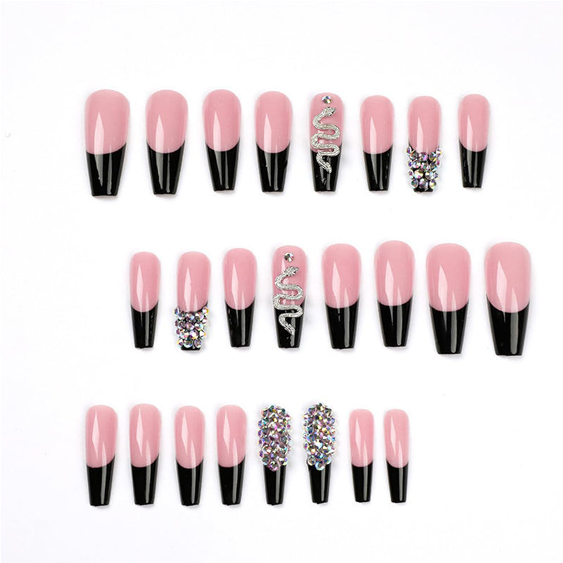 Diamond Snake Press-On Nails | 24-Piece Square Fake Nails with Adhesive Tabs