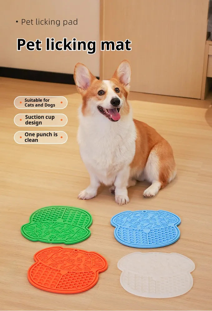Slow Feeder Lick Mat for Dogs & Cats – Suction Cup Silicone Mat