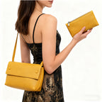 Structured Crossbody Handbag - Vegan Leather Shoulder Bag with Adjustable Strap