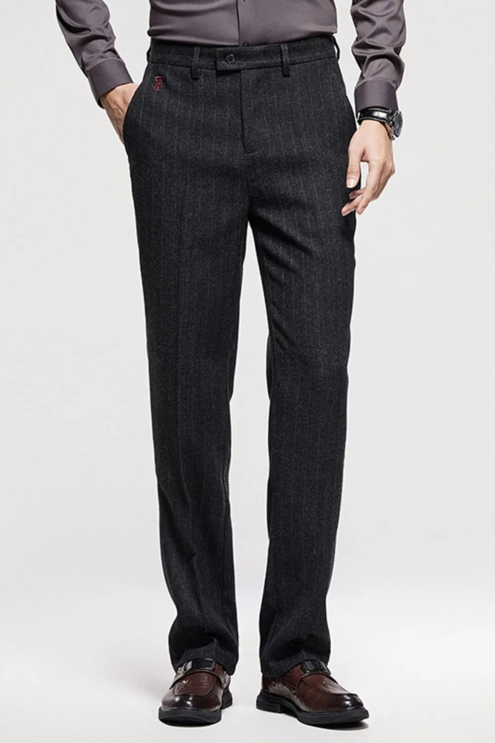 Men's Straight Leg Pants – Stretch Polyester | Classic Fit | Pocketed