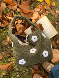 Floral Applique Handbag – Medium Polyester Shoulder Bag