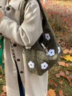 Floral Applique Handbag – Medium Polyester Shoulder Bag
