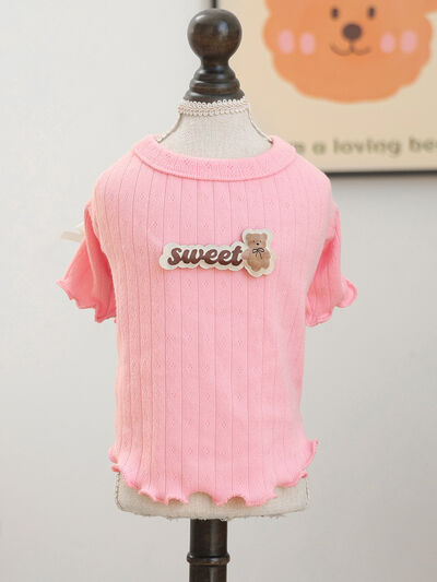 Sweet Bear Patch Ribbed Pet Top – Bow & Frill Dog Shirt