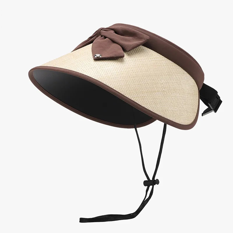 Women's Wide Brim Sun Hat – Natural Grass & Polyester, Adjustable & Packable