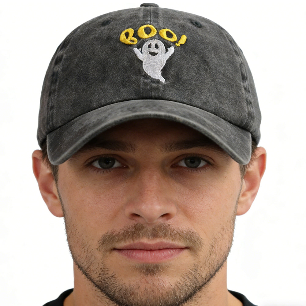 Embroidered BOO Baseball Cap 2-Pack - Adjustable Cotton Caps for Women & Men