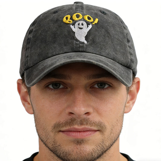 Embroidered BOO Baseball Cap 2-Pack - Adjustable Cotton Caps for Women & Men